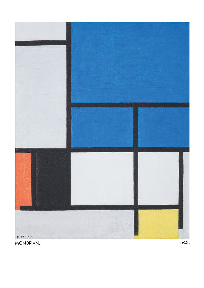 Composition with Large Blue Plane Red Black Yellow and Gray
