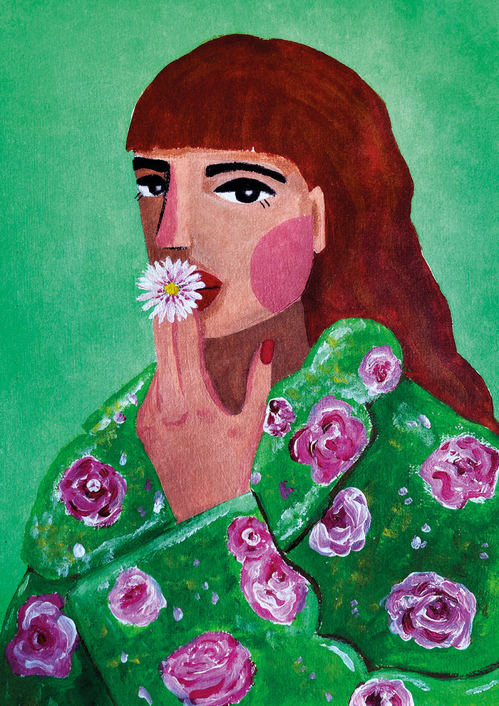 Woman Smoking a Flower