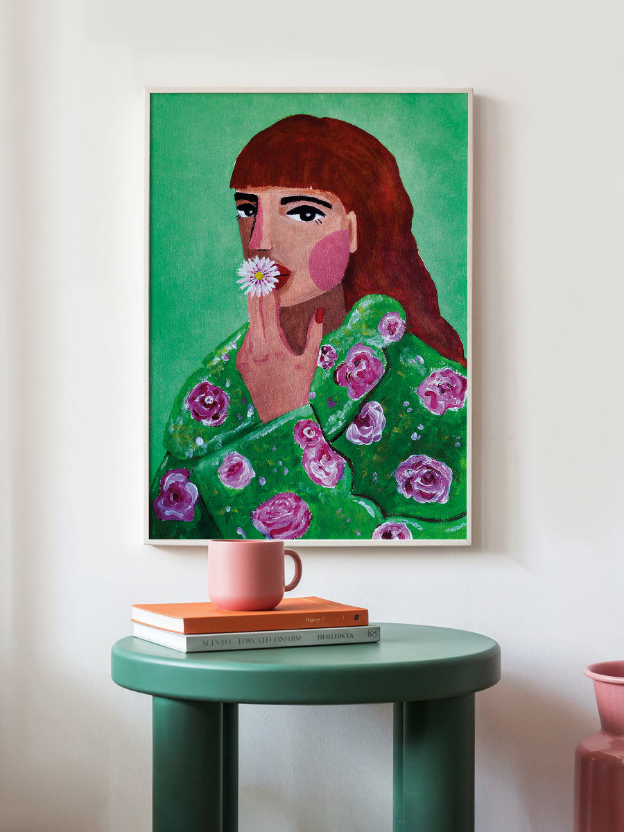 Woman Smoking a Flower