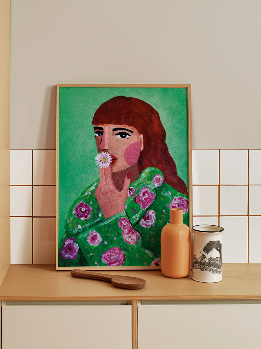 Woman Smoking a Flower
