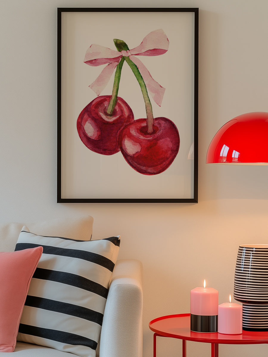 Red Cherry Pink Bow