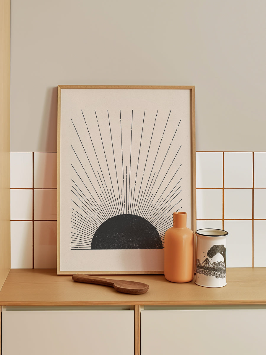 Woodblock The sun Illustration