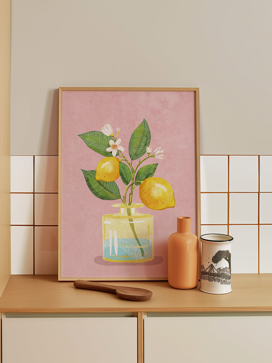 Lemon Bunch In Vase